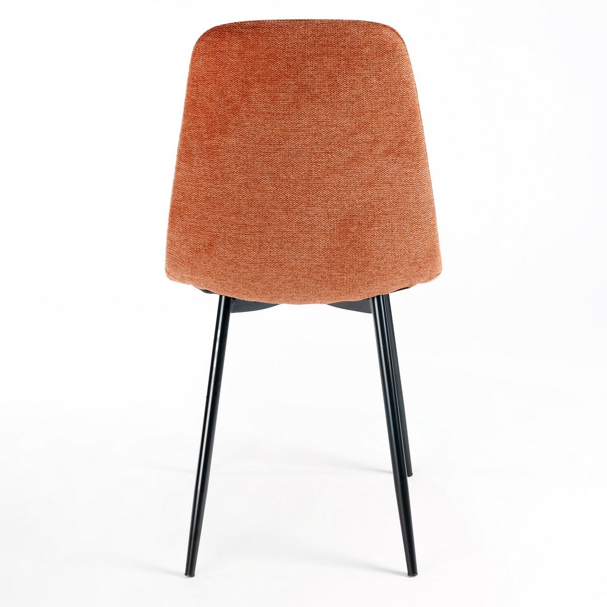 Silla de comedor Lina tapizada en lino color teja