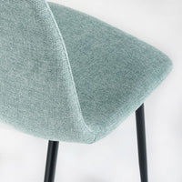 Silla de comedor Lina tapizada en lino color azul