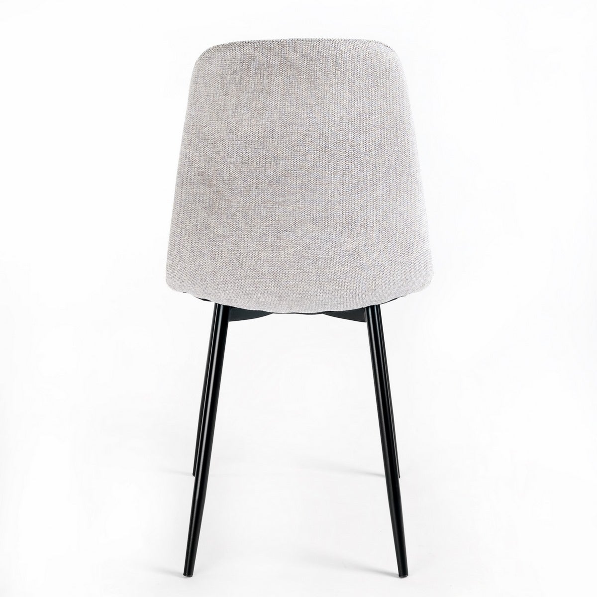 Silla de comedor Lina gris tapizada en lino con patas metálicas negras