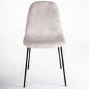 Silla Gina de terciopelo beige con patas de metal negro