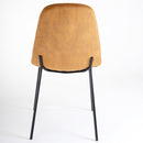Silla Gina de terciopelo ocre con patas de metal negro