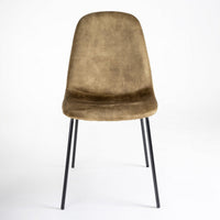 Silla Gina de terciopelo verde con patas de metal negro