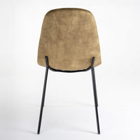 Silla Gina de terciopelo verde con patas de metal negro