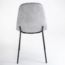 Silla Gina de terciopelo gris con patas de metal negro