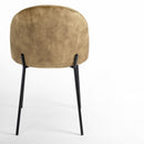 Silla Gina Ovalo de terciopelo verde con patas niveladoras negras