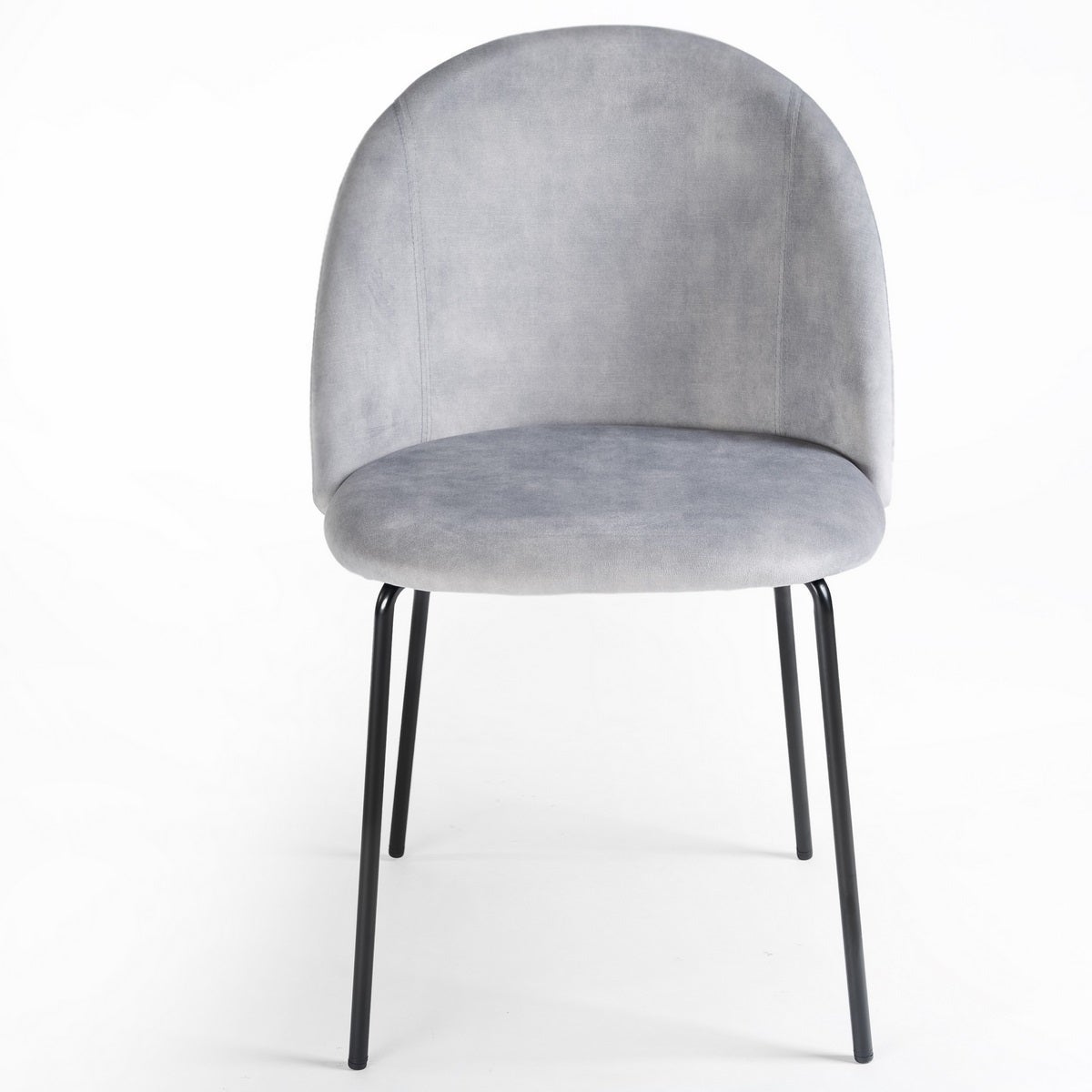 Silla Gina Ovalo de terciopelo gris con patas niveladoras negras