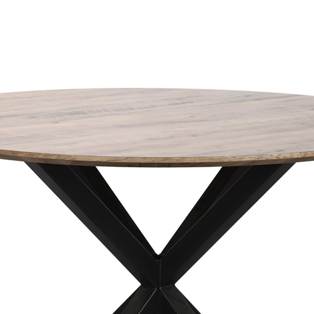 Mesa de comedor 4 personas redonda de metal y DM negra 100 cm