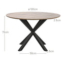 Mesa de comedor 4 personas redonda de metal y DM negra 100 cm