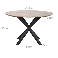 Mesa de comedor 4 personas redonda de metal y DM negra 100 cm