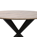 Mesa de comedor 6 personas redonda de metal y DM negra 120 cm