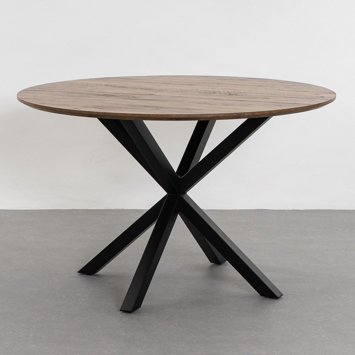 Mesa de comedor 6 personas redonda de metal y DM negra 120 cm