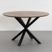 Mesa de comedor 6 personas redonda de metal y DM negra 120 cm