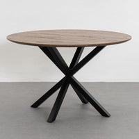 Mesa de comedor 6 personas redonda de metal y DM negra 120 cm