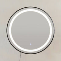 Espejo baño negro con luz led de 60 cm