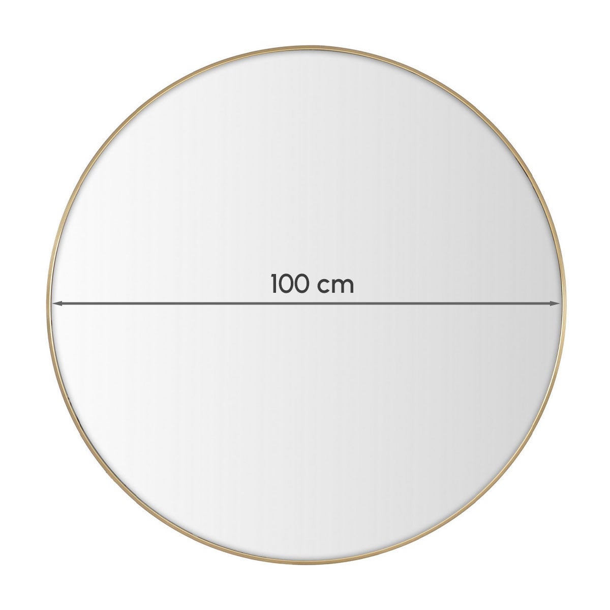 Espejo de pared redondo con marco de aluminio dorado de 100 cm