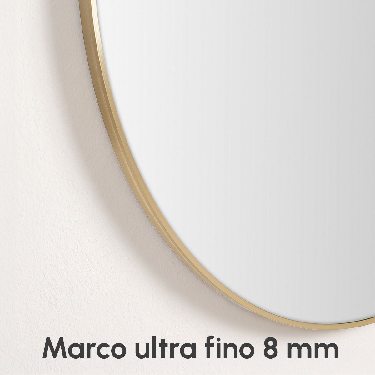 Espejo de pared redondo con marco de aluminio dorado de 100 cm