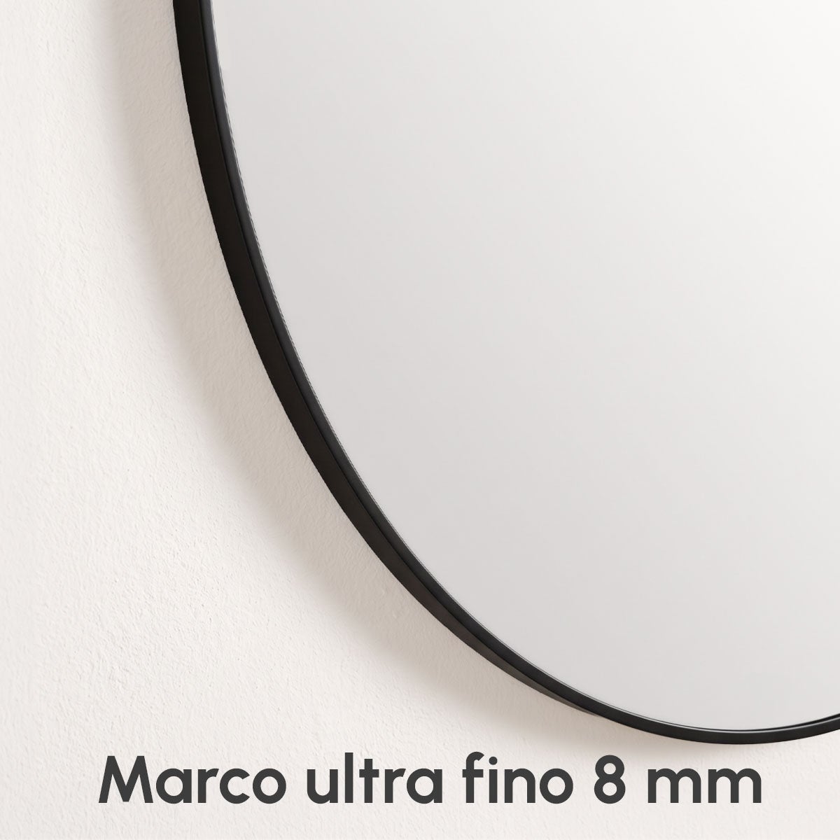 Espejo de pared redondo con marco de aluminio negro de 100 cm