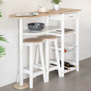 Pack de mesa barra y 2 taburetes de bar de MDF blanco y natural