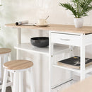 Pack de mesa barra y 2 taburetes de bar de MDF blanco y natural