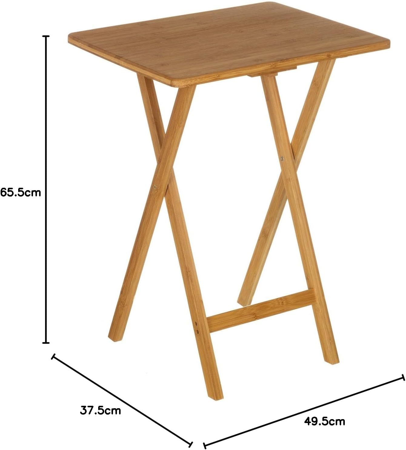 Mesa auxiliar plegable de bambú marrón de 49x37x65 cm