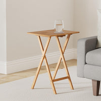 Mesa auxiliar plegable de bambú marrón de 49x37x65 cm