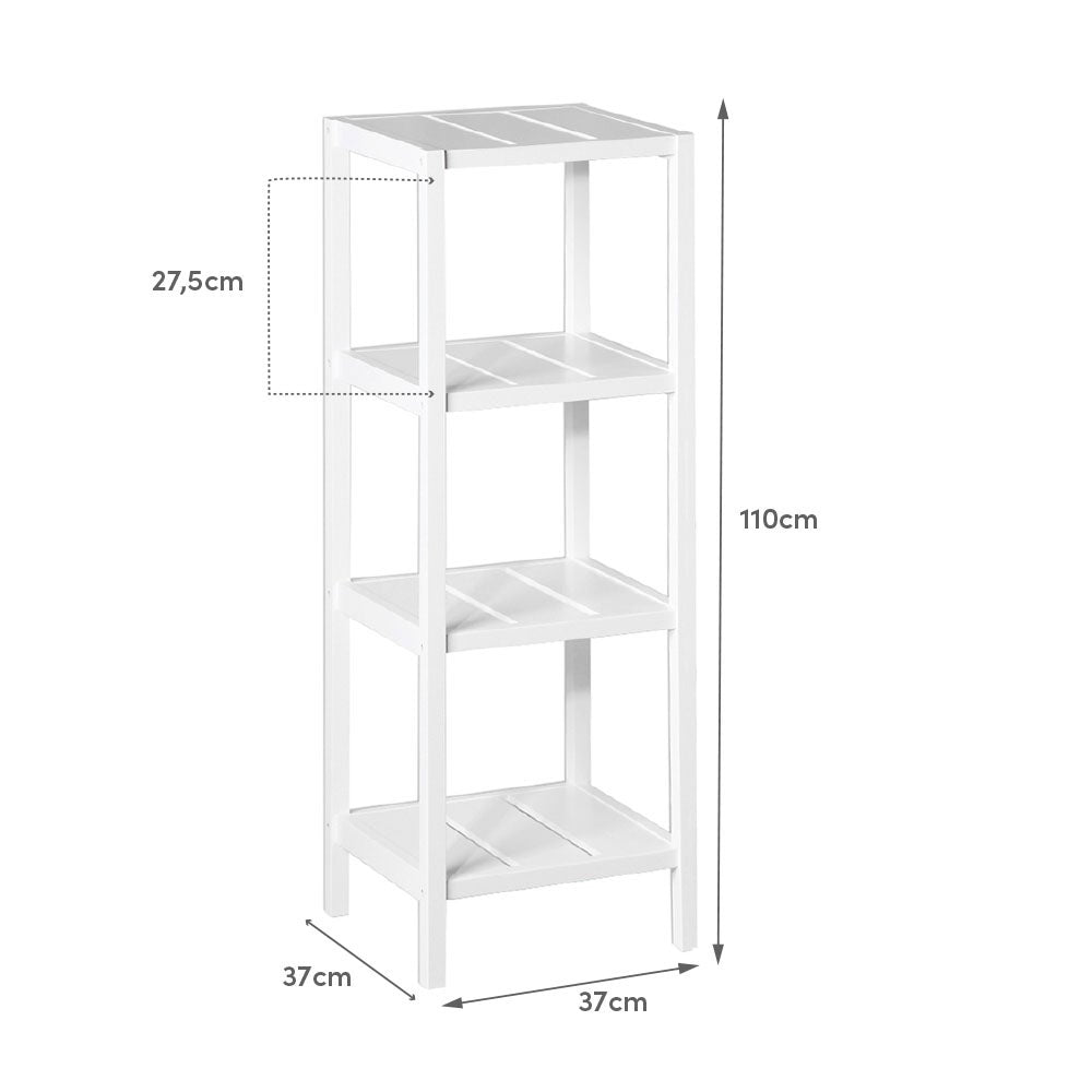 Estantería con 4 baldas laminadas de MDF blanca de 37x33x110 cm