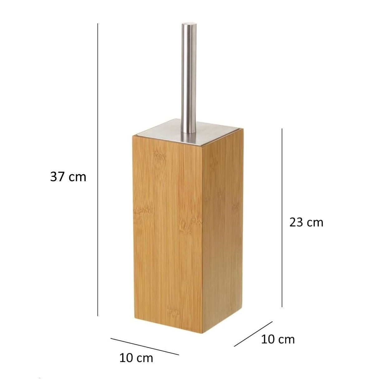 Escobilla de baño marrón de bambú de 10x10x23 cm