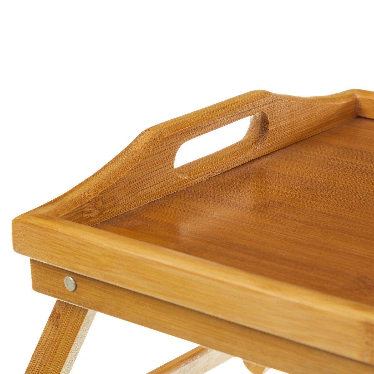 Bandeja de bambú marrón con patas plegables 66x30x21 cm
