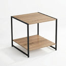 Mesa auxiliar Urban de metal negro y tablero natural 50x50x50cm