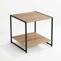 Mesa auxiliar Urban de metal negro y tablero natural 50x50x50cm