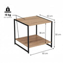 Mesa auxiliar Urban de metal negro y tablero natural 50x50x50cm