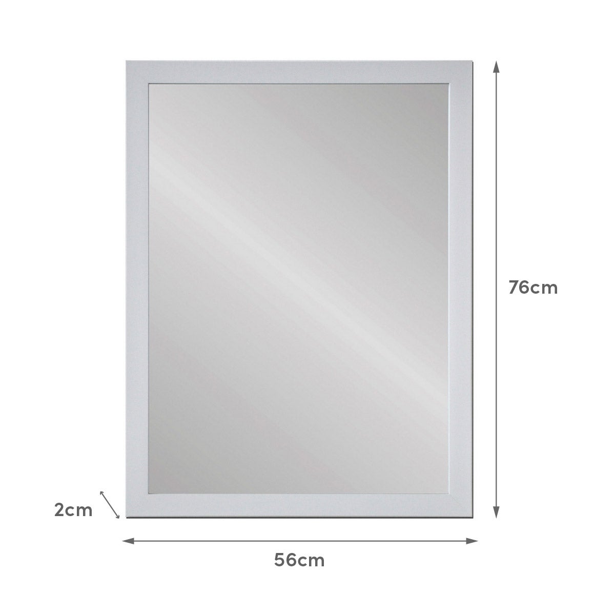 Espejo de pared rectangular blanco de plástico de 76x56 cm