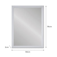 Espejo de pared rectangular blanco de plástico de 76x56 cm