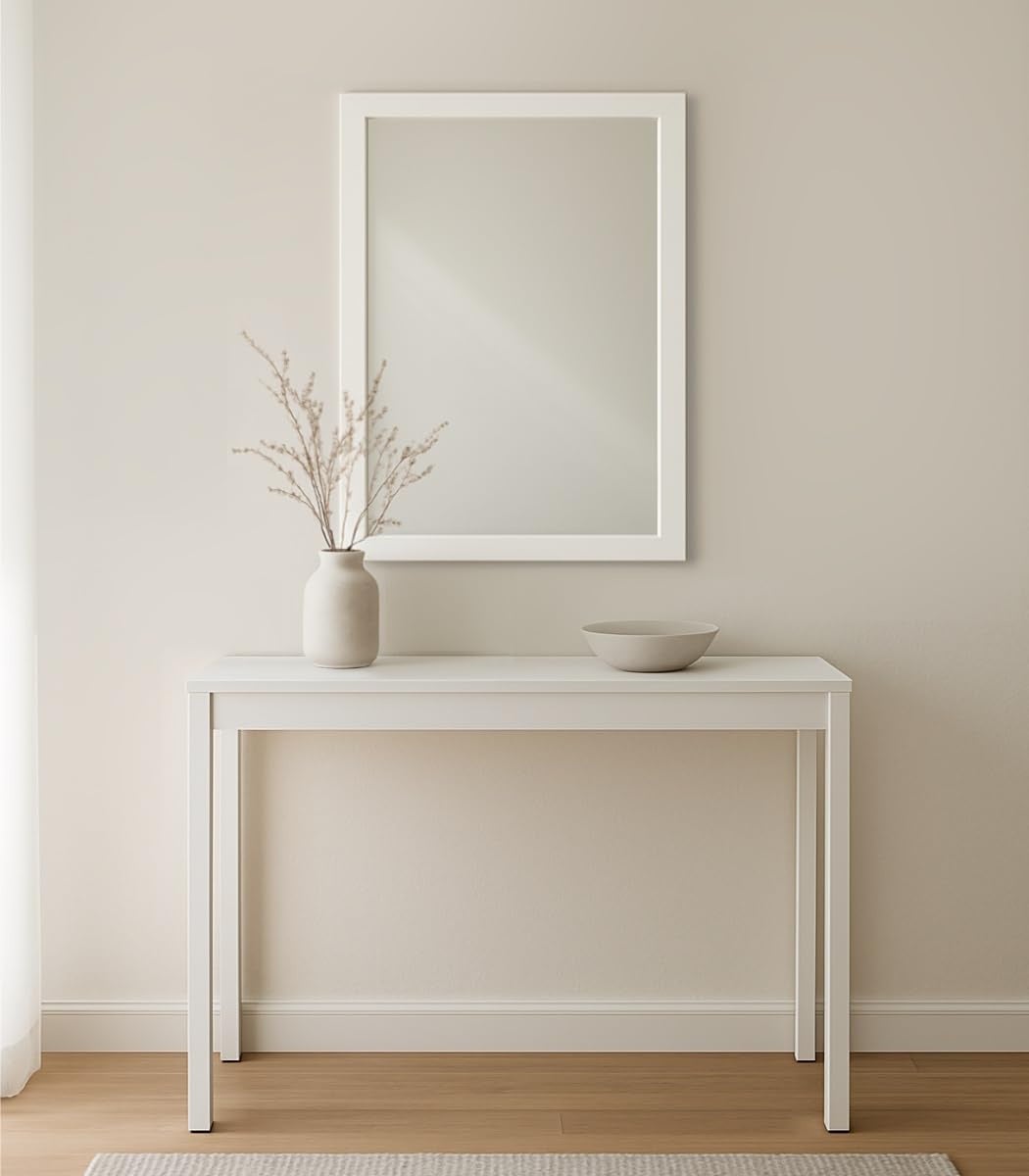 Espejo de pared rectangular blanco de plástico de 76x56 cm