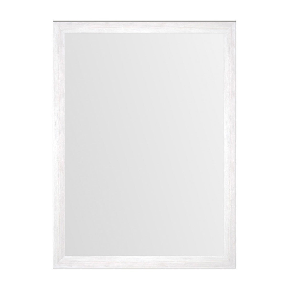 Espejo de pared con marco blanco con vetas de madera de 76x56 cm