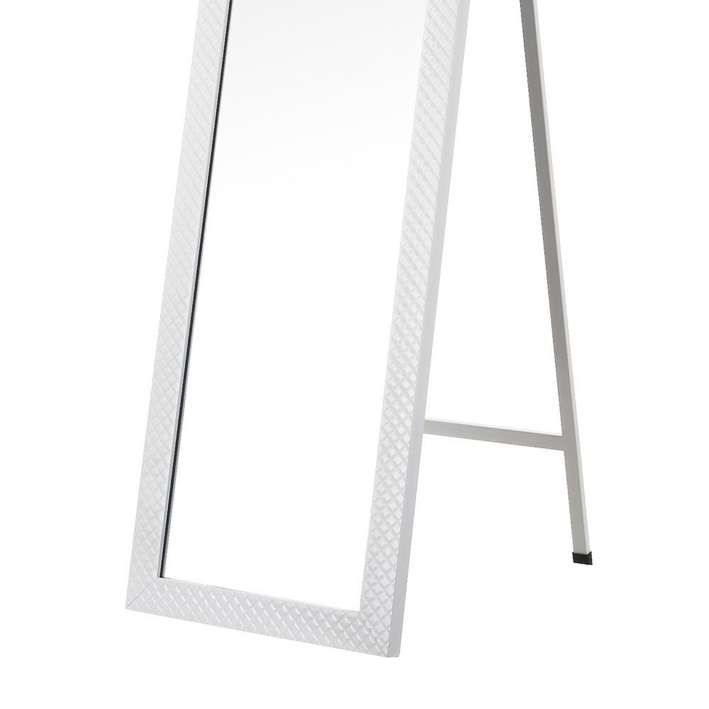 Espejo de pie 4 posiciones blanco con rombos de 37x157 cm