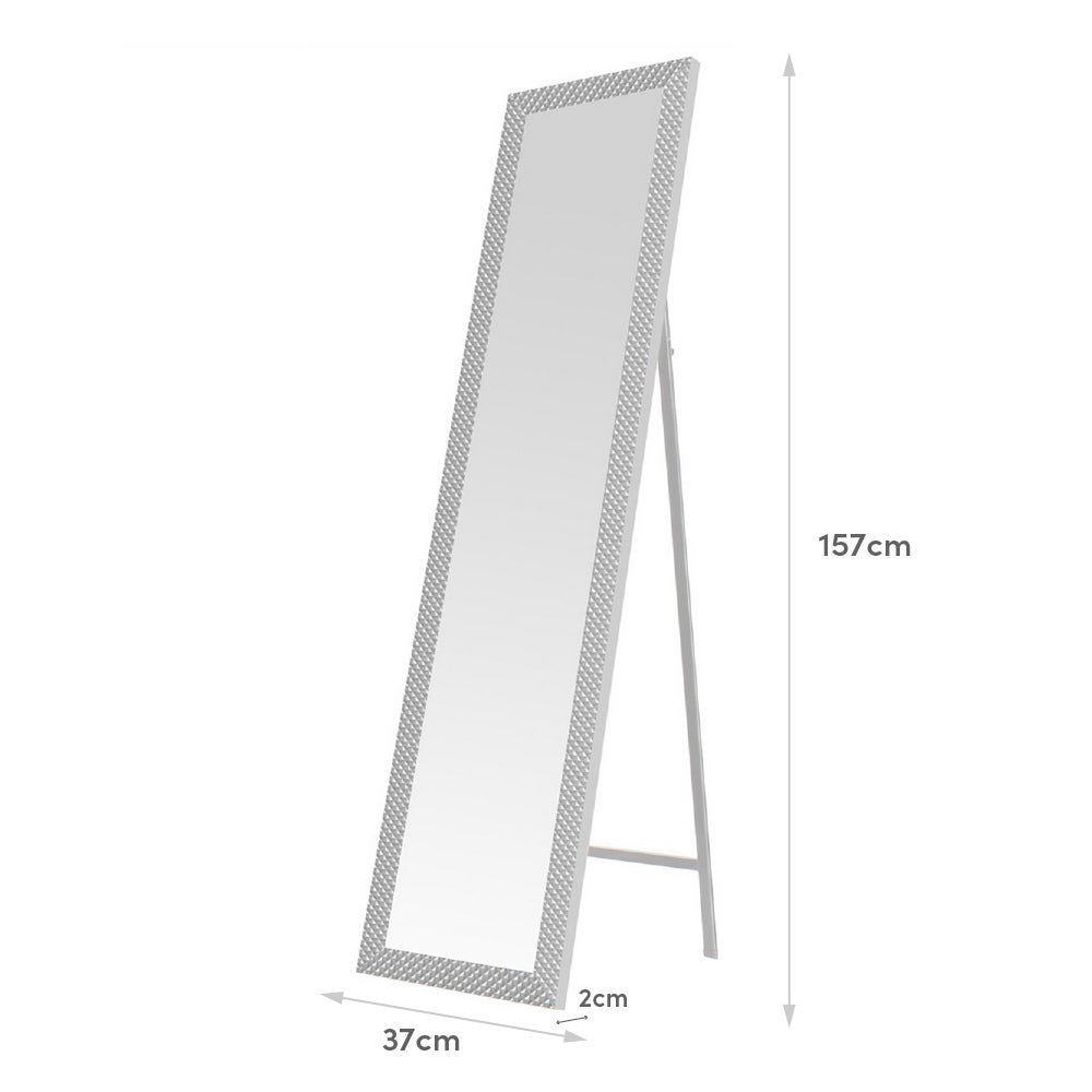 Espejo de pie 4 posiciones blanco con rombos de 37x157 cm
