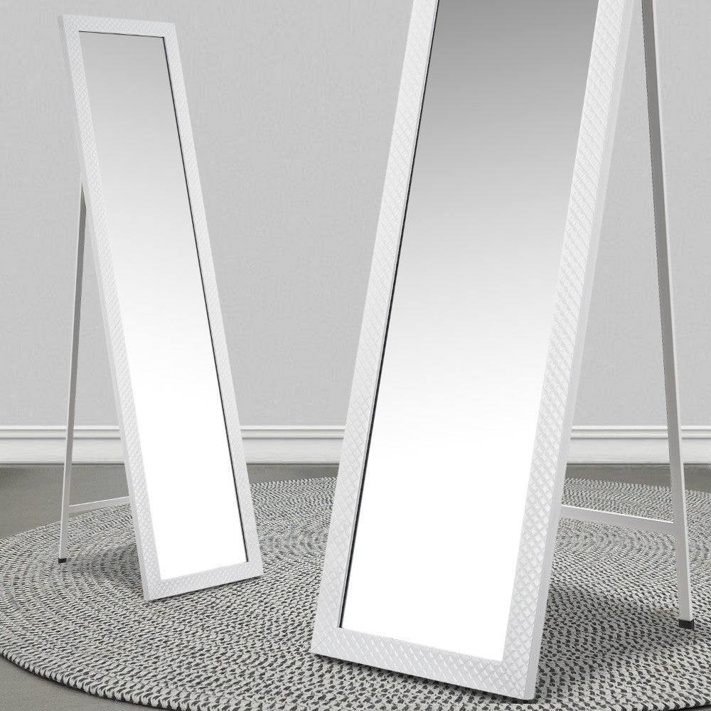 Espejo de pie de cuerpo entero con marco de plástico blanco de 37x157 cm