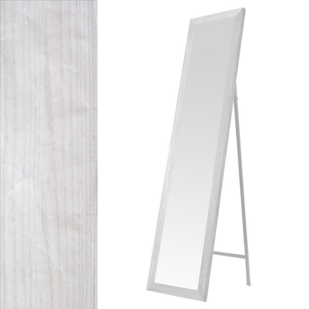 Espejo de pie blanco decapí© de madera MDF de 37x157cm