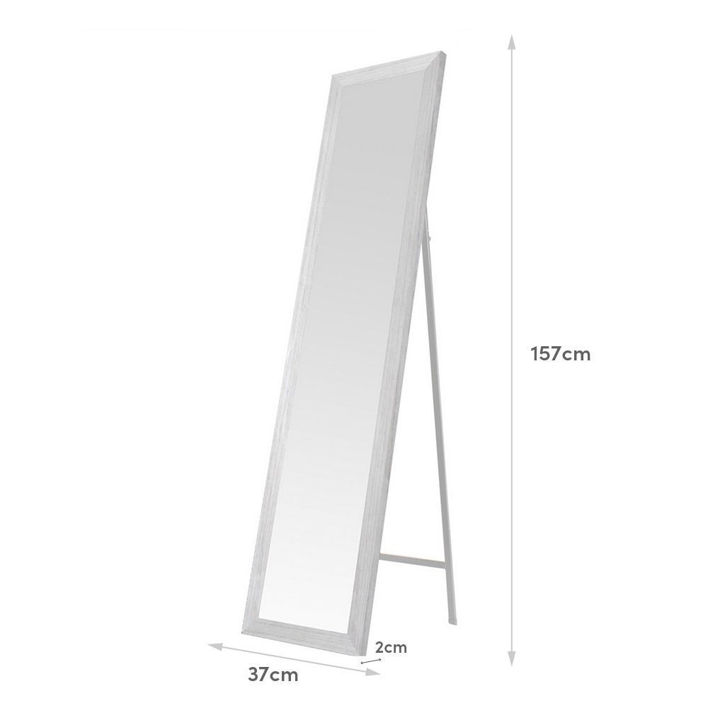 Espejo de pie blanco decapí© de madera MDF de 37x157cm