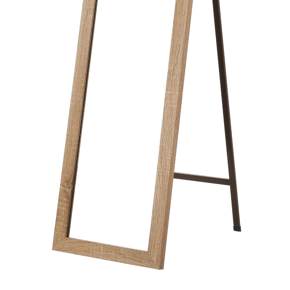 Espejo de pie natural de madera MDF de 37x157 cm