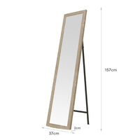 Espejo de pie natural de madera MDF de 37x157 cm