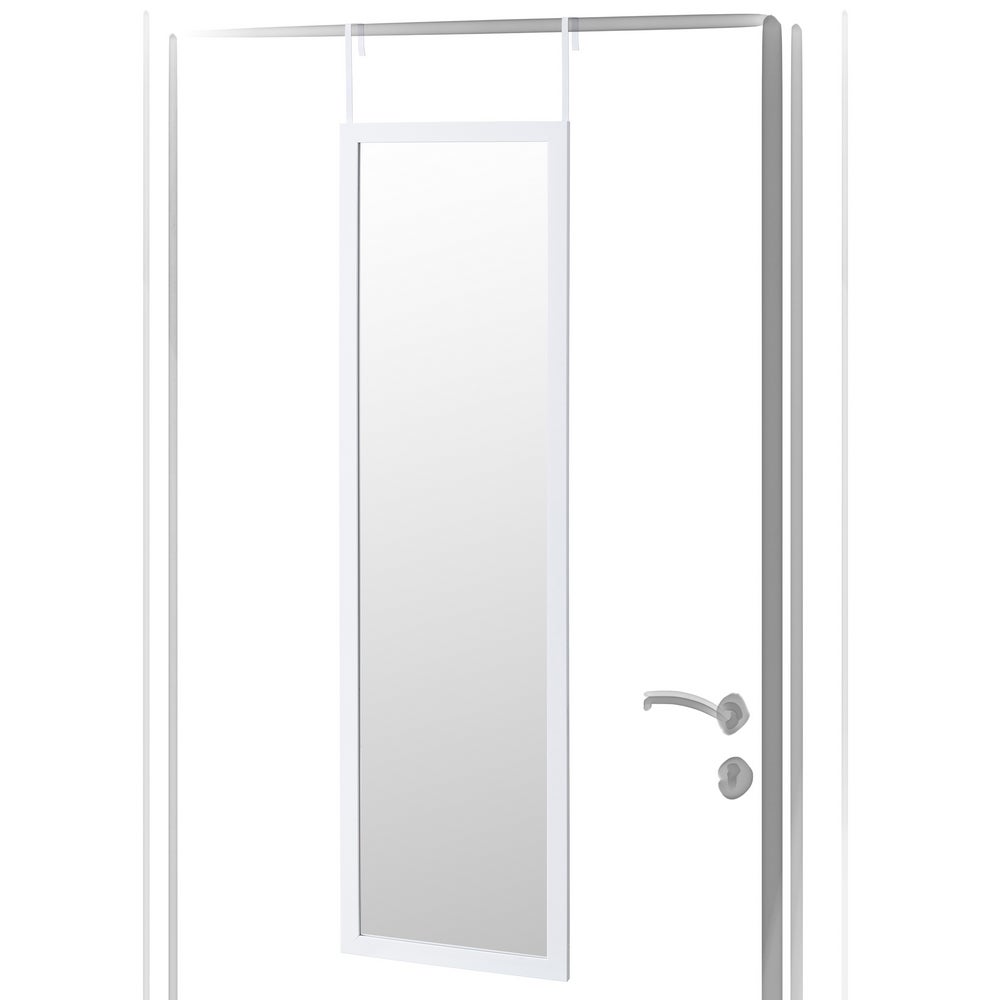 Espejo para puerta o pared de plástico color blanco de 35x125 cm
