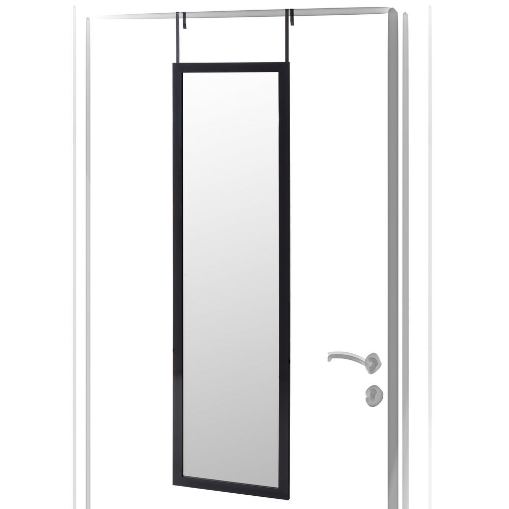 Espejo para puerta o pared de plástico color negro de 35x125 cm