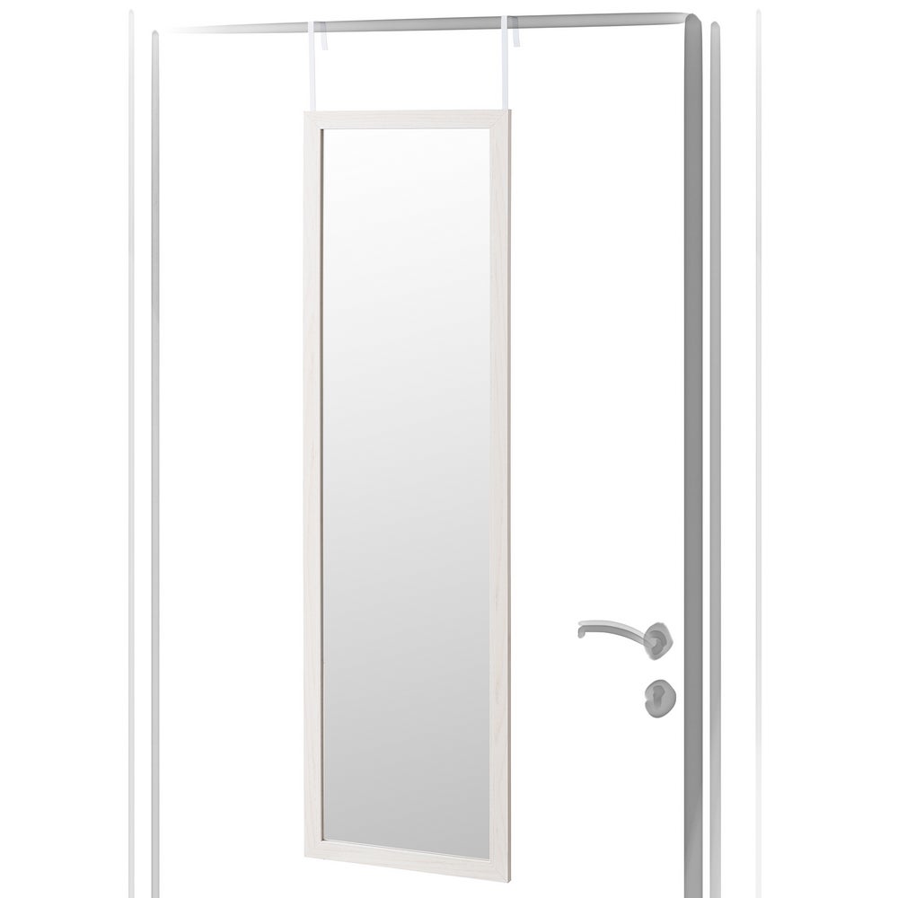 Espejo para puerta o pared de madera blanca de 35x125 cm