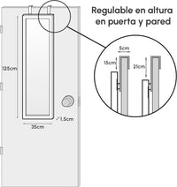 Espejo para puerta o pared de madera blanca de 35x125 cm