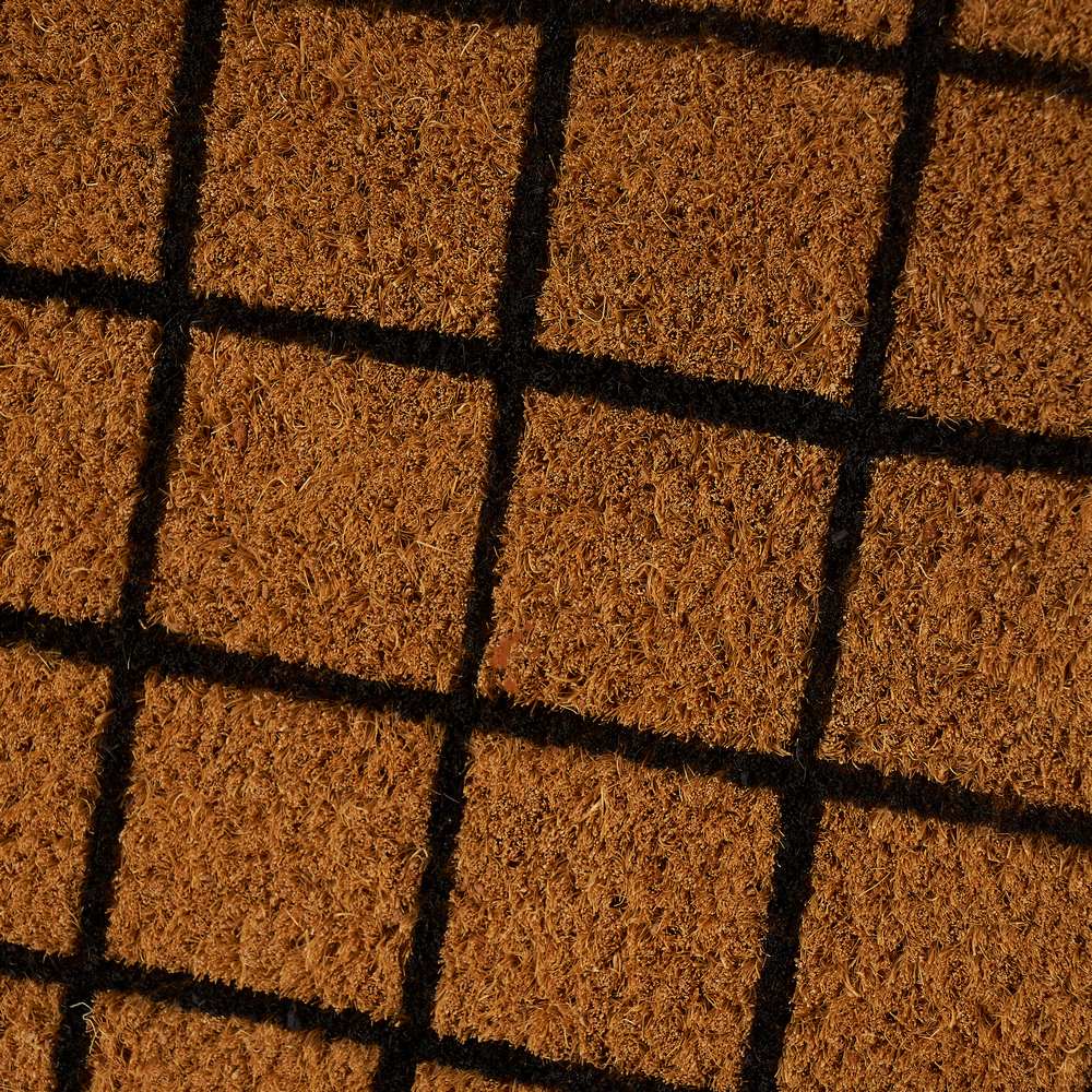 Capacho quadrado antiderrapante castanho de fibra de coco de 75x25 cm