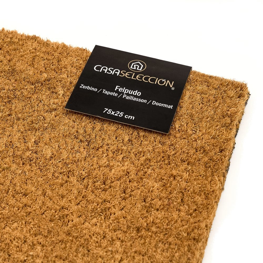 Capacho quadrado antiderrapante castanho de fibra de coco de 75x25 cm