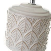 Lámpara de mesa de cerámica beige y pantalla blanca de 15x28 cm