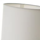 Lámpara de mesa de cerámica beige y pantalla blanca de 15x28 cm